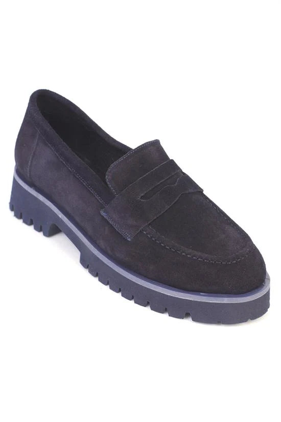 Capone Cork Sole Leather Women Nubuck Black Loafer