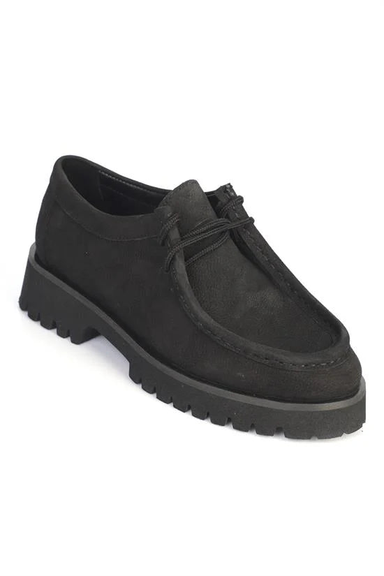 Capone Cork Sole Leather Women Black Loafer