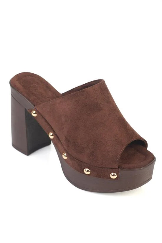 Capone Cornelle Platform Suede Look Single Band Women Sued Black Clog