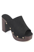 Capone Cornelle Platform Suede Look Single Band Women Sued Black Clog
