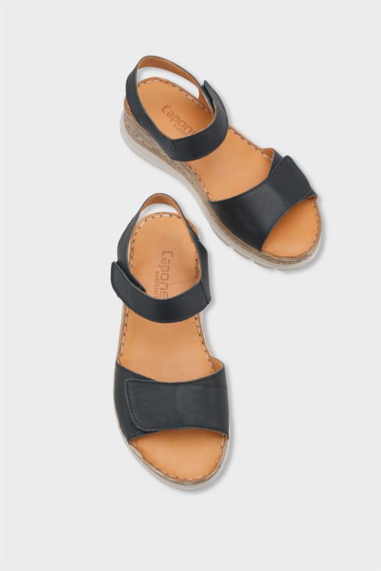 Capone Corrinne Genuine Leather Soft Comfort Women Black Sandal