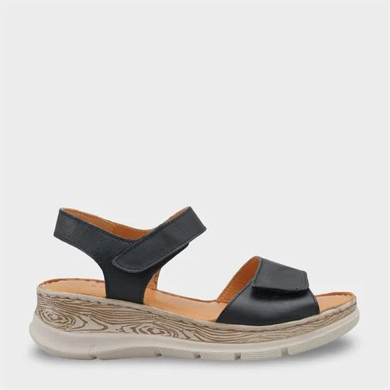 Capone Corrinne Genuine Leather Soft Comfort Women Black Sandal