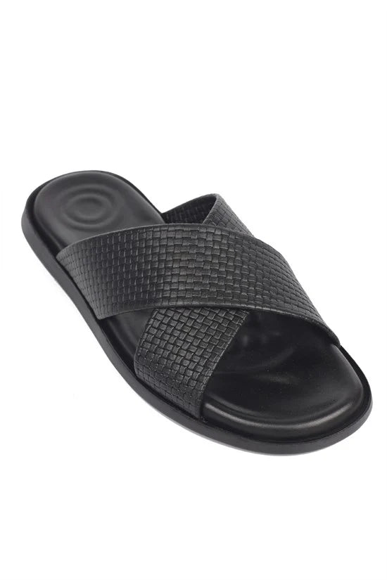 Capone Cross Strap Woven Pattern Men Sandal