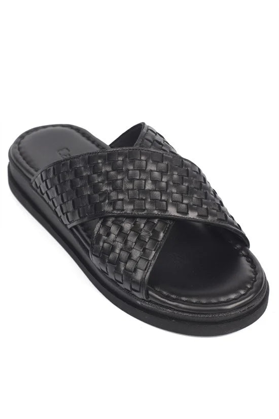 Capone Cross Strap Woven Pattern Men Sandal