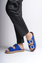 Capone Britney Crystal Embellished Women Sued Mink Espadrille Slippers