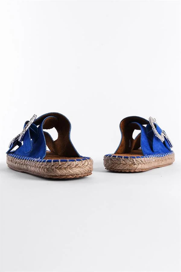 Capone Britney Crystal Embellished Women Sued Mink Espadrille Slippers