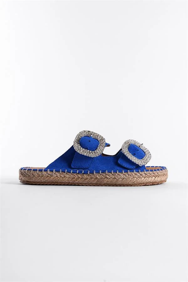 Capone Britney Crystal Embellished Women Sued Mink Espadrille Slippers