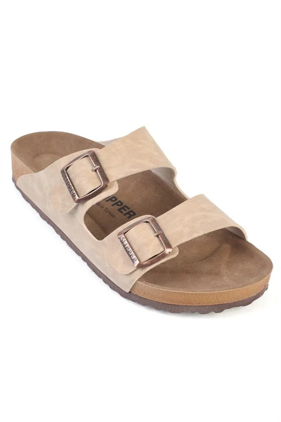 Capone Double Band Buckle Women Beige Sandal