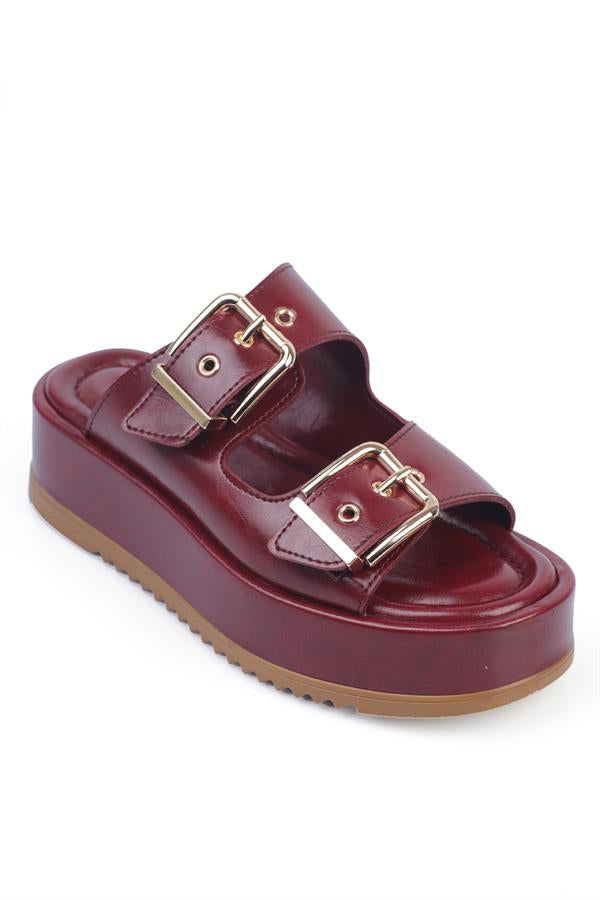Capone Marley Double Buckle Wedge Heel Women Beige Sandals