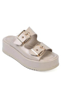 Capone Marley Double Buckle Wedge Heel ženske bež sandale