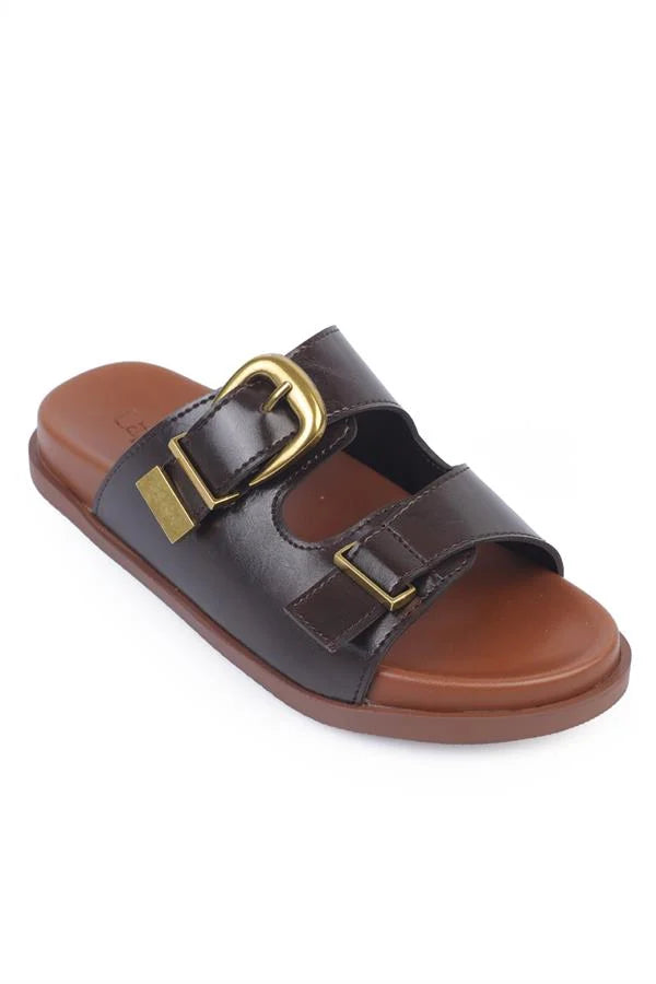 Capone Maryl Double Buckled Women Brown Comfort Sandals