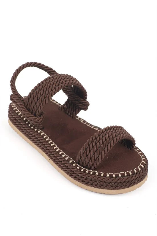 Capone Eileen Wedge Heel Corded Women Black Slippers