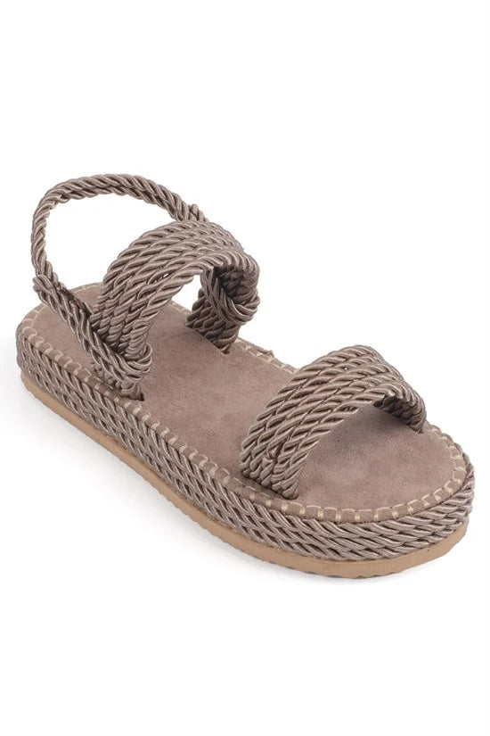 Capone Eileen Wedge Heel Corded Women Black Slippers