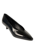 Capone Elwina Genuine Leather Pointed Toe Low Heel Women Black Stiletto