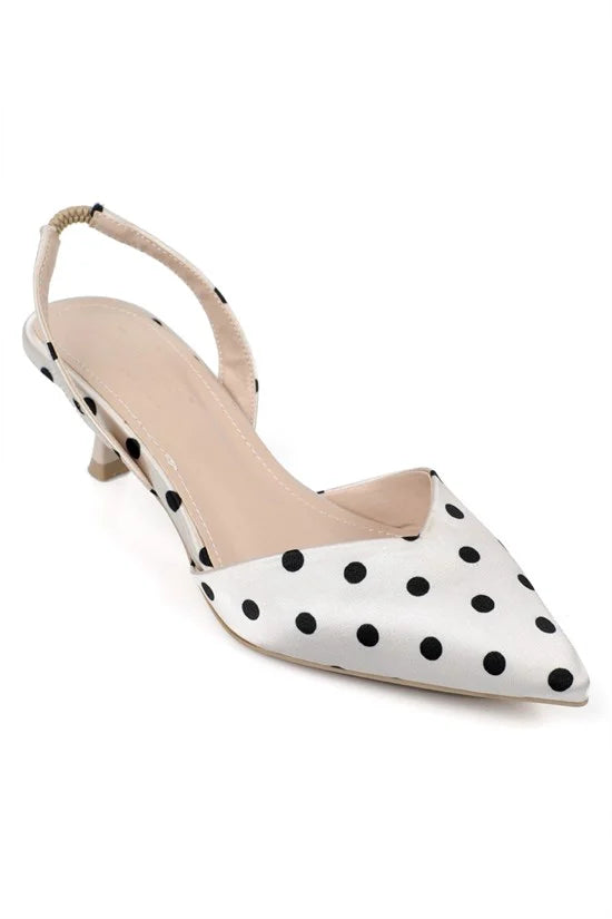 Capone Esmerelda Pointed Toe Slingback Mid Heel Women White Shoe