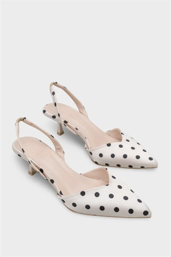 Capone Esmerelda Pointed Toe Slingback Mid Heel Women White Shoe