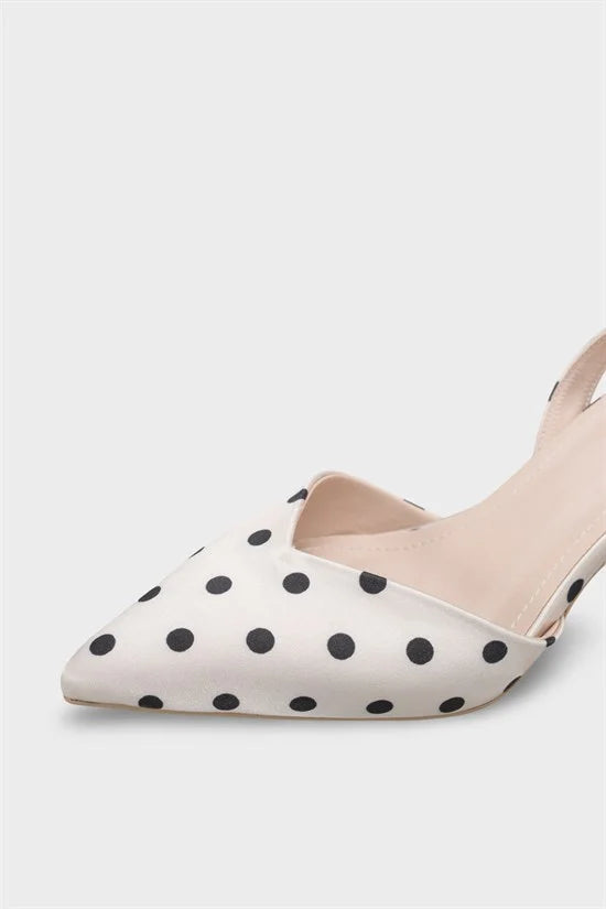 Capone Esmerelda Pointed Toe Slingback Mid Heel Women White Shoe