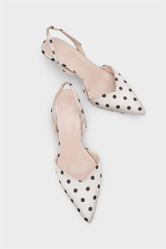 Capone Esmerelda Pointed Toe Slingback Mid Heel Women White Shoe