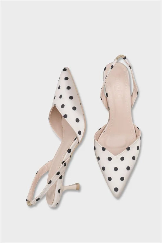 Capone Esmerelda Pointed Toe Slingback Mid Heel Women White Shoe