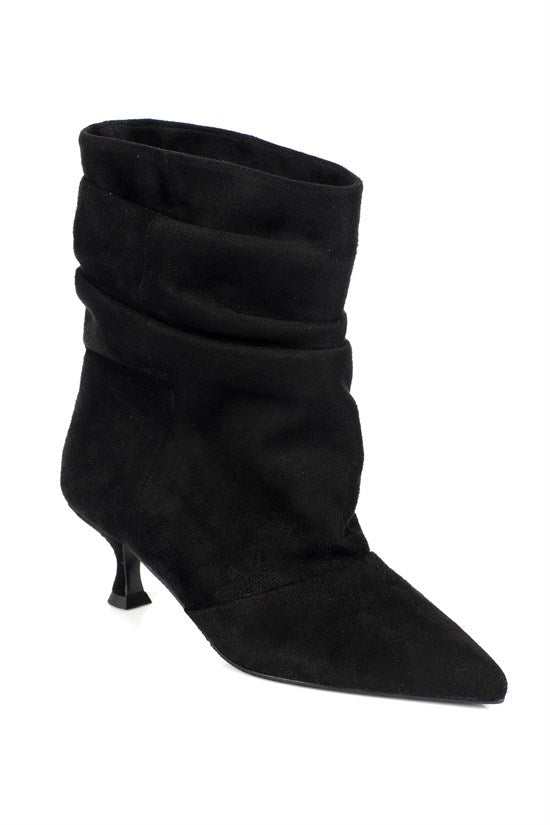 Capone Evelyn Pointed Toe Suede Look Women Sued Black Ankle Boot
