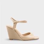 Capone Fanni Genuine Leather Lined Wedge Heel Ankle Strap Women Beige Shoe