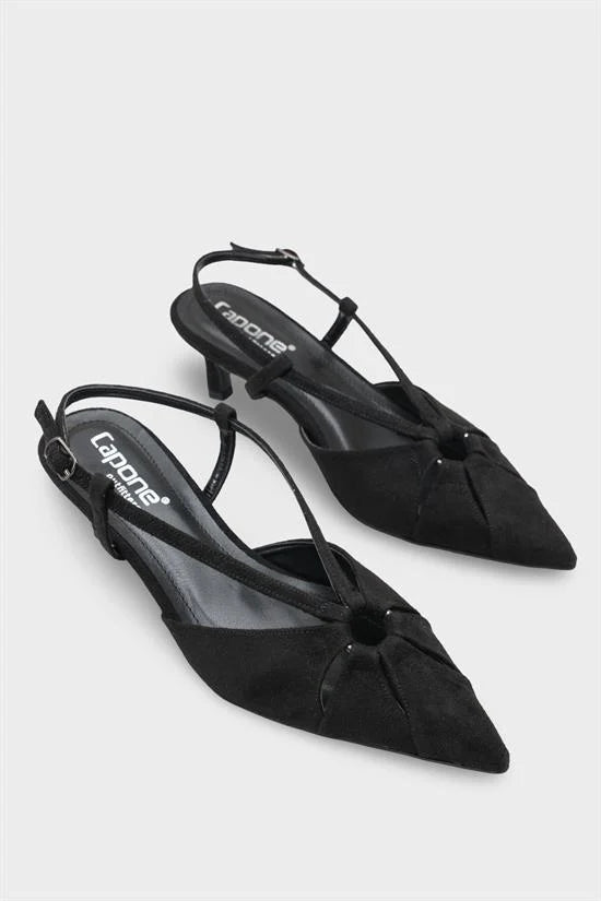 Capone Faydra cipele s potpeticom srednje visine, otvorenog stražnjeg dijela i špicastog vrha, imitacija brušene kože, boja nerca