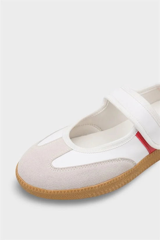Capone Fianna Adjustable Strap Women Red White Ballet Flat
