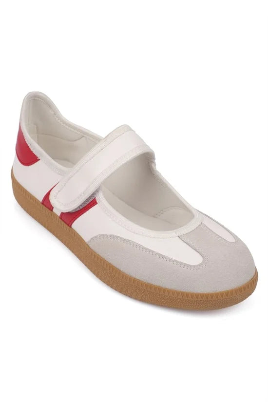 Capone Fianna Adjustable Strap Women Red White Ballet Flat