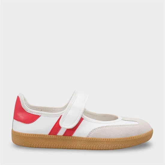 Capone Fianna Adjustable Strap Women Red White Ballet Flat