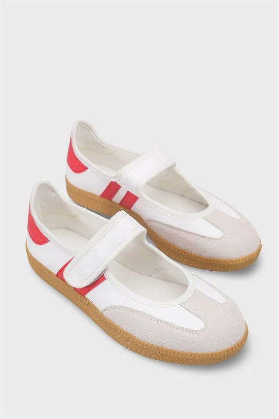Capone Fianna Adjustable Strap Women Red White Ballet Flat