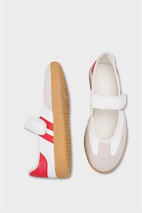 Capone Fianna Adjustable Strap Women Red White Ballet Flat