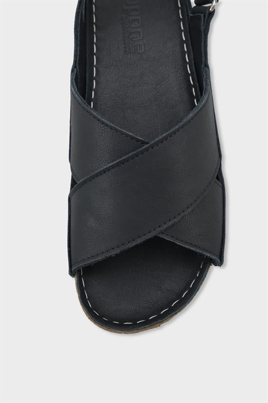 Capone Florina Genuine Leather Soft Comfort Women Black Sandal
