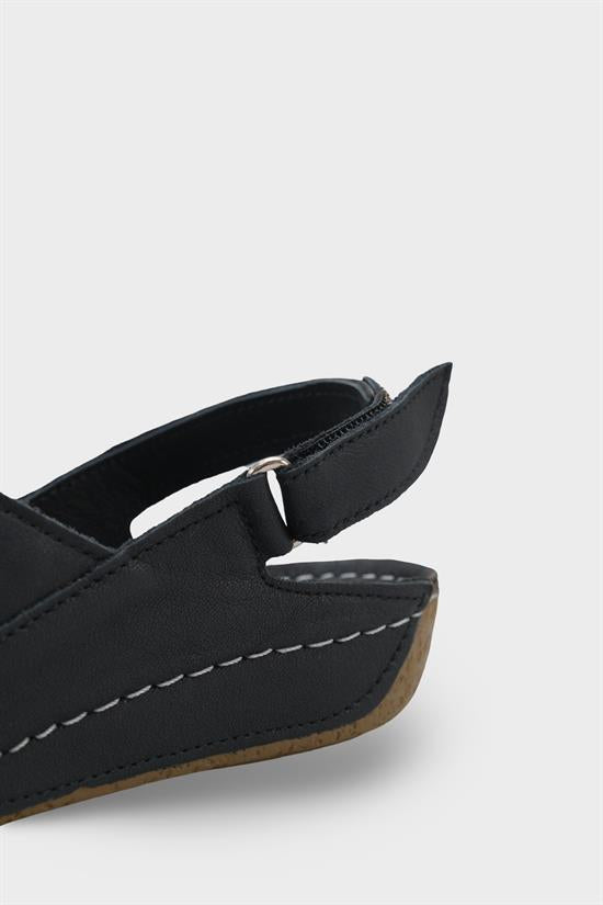 Capone Florina Genuine Leather Soft Comfort Women Black Sandal