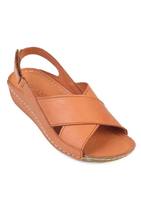 Capone Florina Genuine Leather Soft Comfort Women Black Sandal