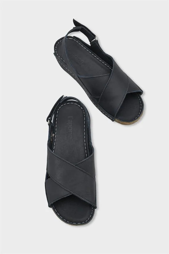 Capone Florina Genuine Leather Soft Comfort Women Black Sandal