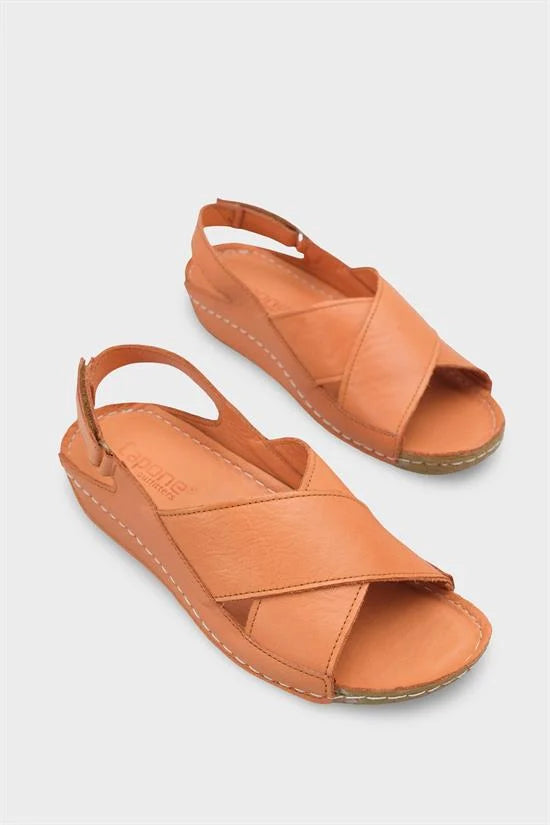 Capone Florina Genuine Leather Soft Comfort Women Black Sandal