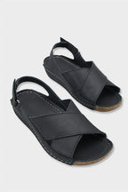 Capone Florina Genuine Leather Soft Comfort Women Black Sandal