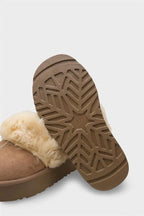 Capone Furry Closed Toe Women Sued Beige Slippers