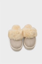 Capone Furry Closed Toe Women Sued Beige Slippers