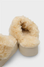 Capone Furry Closed Toe Women Sued Beige Slippers