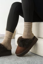 Capone Furry Closed Toe Women Sued Beige Slippers