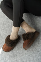 Capone Furry Closed Toe Women Sued Beige Slippers
