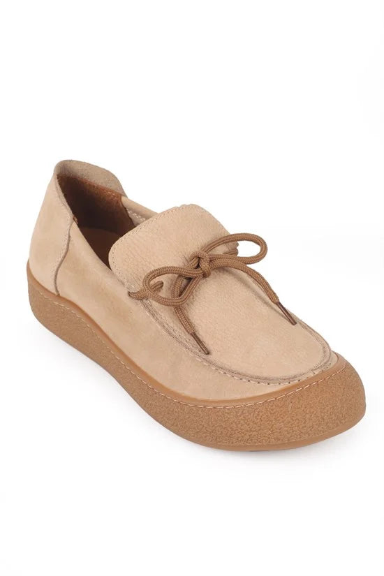 Capone Gabi Genuine Nubuck Leather Comfort Women Beige Loafer