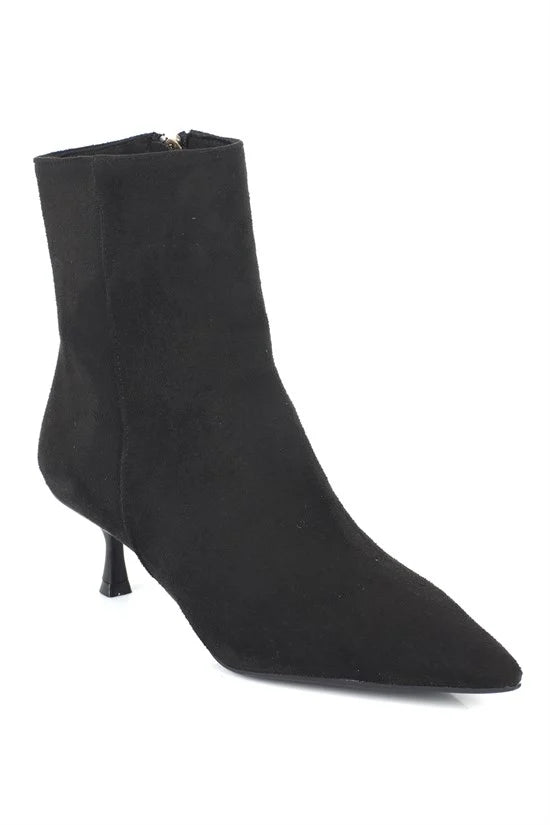 Capone Gabriella Pointed Toe Side Zip Slim Heel Casual Women Sued Brown Ankle Boot