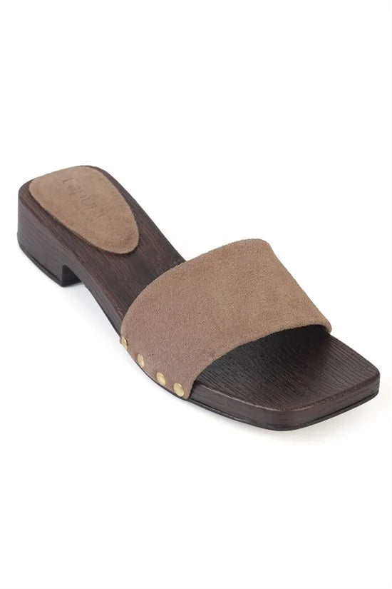 Capone Genuine Leather Suede Women Brown Clog