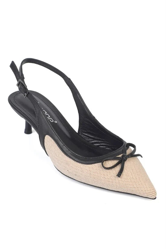 Capone Gwenn Genuine Leather Pointed Toe Open Back Mid Heel Women Armanac Shoe