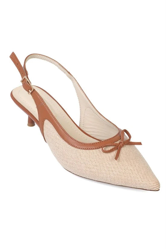 Capone Gwenn Genuine Leather Pointed Toe Open Back Mid Heel Women Armanac Shoe