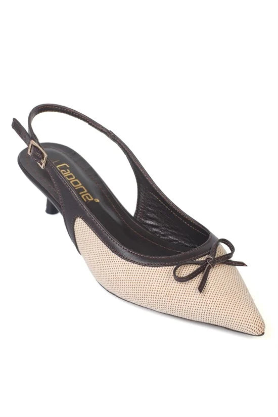 Capone Gwenn Genuine Leather Pointed Toe Open Back Mid Heel Women Armanac Shoe