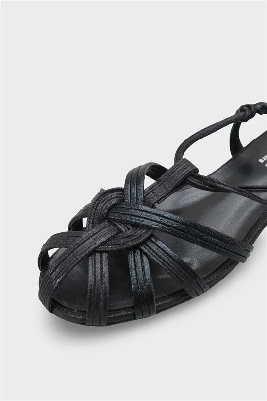 Capone Gwynne Gladiator Low Heel Women Black Ballet Flat