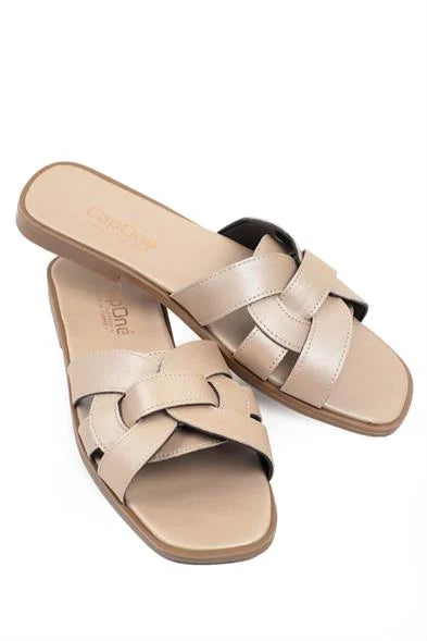 Capone Halsey Women Beige Slide Flat Sandals